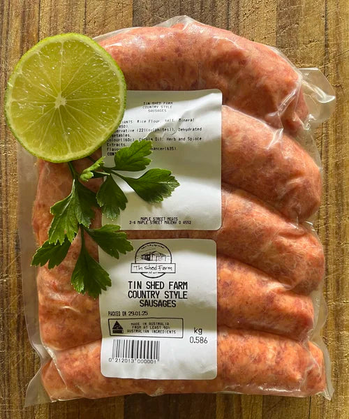 Beef Country sausages - Grass fed and finished - GF min 5 pack
